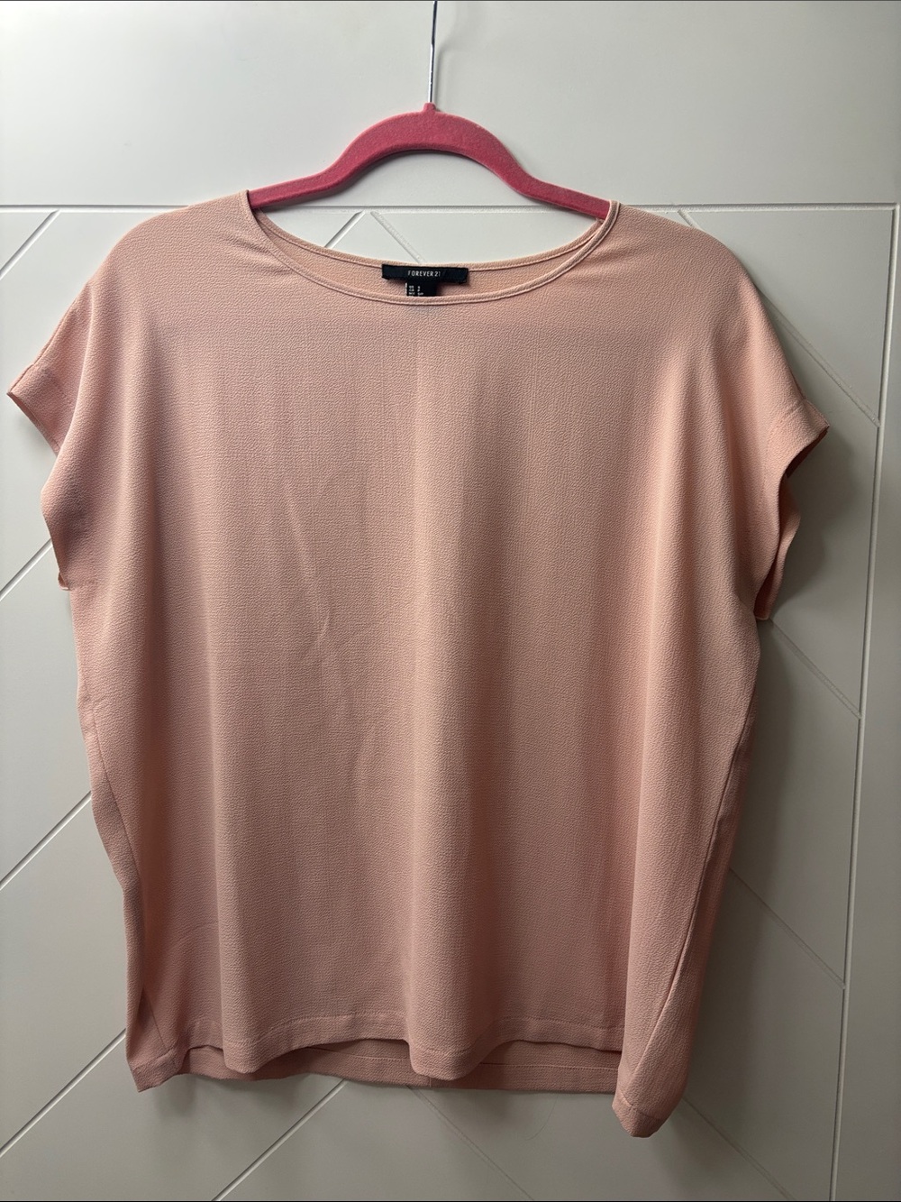 Forever 21 Women's Light Blush Pink Short Sleeve Boxy Blouse